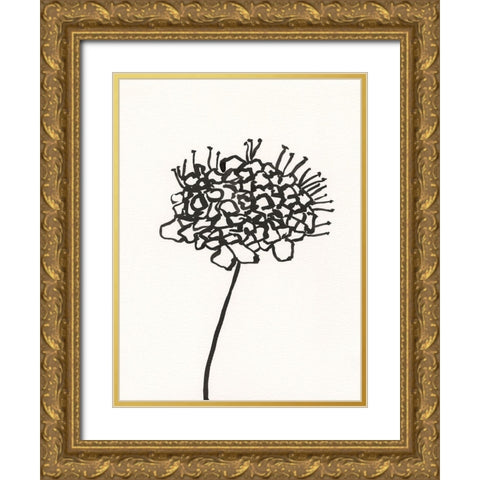 Ink Botanical Sketch V Gold Ornate Wood Framed Art Print with Double Matting by Holland, J.