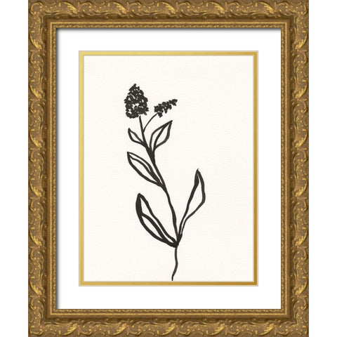 Ink Botanical Sketch VI Gold Ornate Wood Framed Art Print with Double Matting by Holland, J.