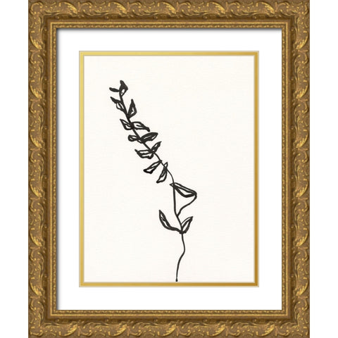 Ink Botanical Sketch IX Gold Ornate Wood Framed Art Print with Double Matting by Holland, J.