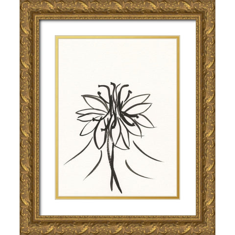 Ink Botanical Sketch XI Gold Ornate Wood Framed Art Print with Double Matting by Holland, J.