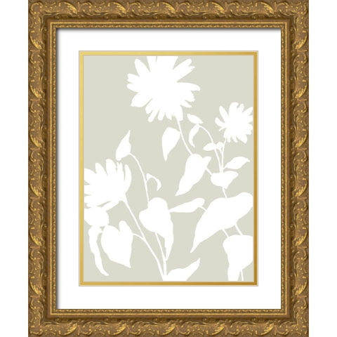 Botanical Silhouette I Gold Ornate Wood Framed Art Print with Double Matting by Barnes, Victoria