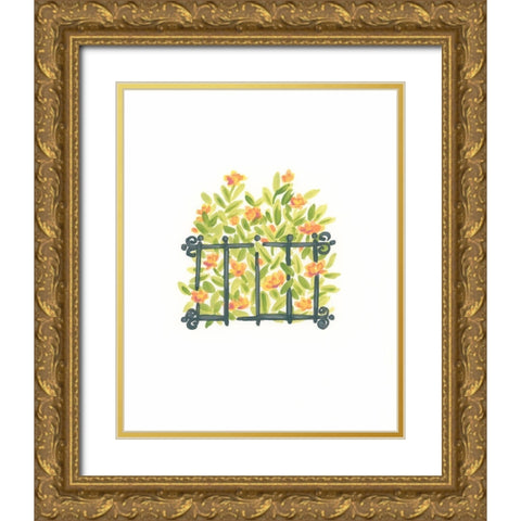 Wrought Iron Garden I Gold Ornate Wood Framed Art Print with Double Matting by Vess, June Erica