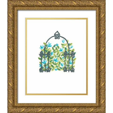 Wrought Iron Garden II Gold Ornate Wood Framed Art Print with Double Matting by Vess, June Erica