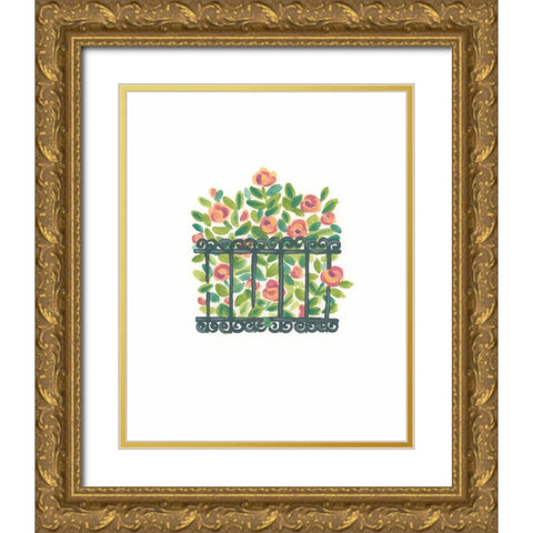 Wrought Iron Garden IV Gold Ornate Wood Framed Art Print with Double Matting by Vess, June Erica