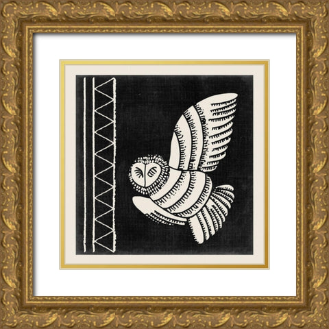 The Owl III Gold Ornate Wood Framed Art Print with Double Matting by Wang, Melissa