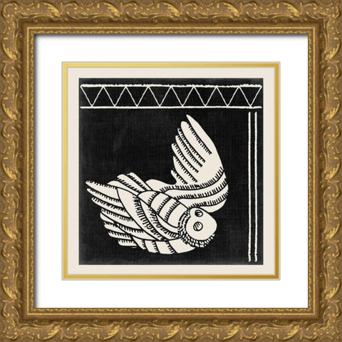 The Owl IV Gold Ornate Wood Framed Art Print with Double Matting by Wang, Melissa