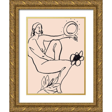 Lunar III Gold Ornate Wood Framed Art Print with Double Matting by Wang, Melissa