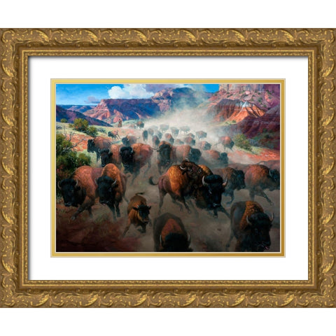 Thunder in the Palo Duro Gold Ornate Wood Framed Art Print with Double Matting by Sorenson, Jack
