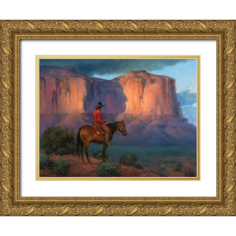 Navajo Shadows Gold Ornate Wood Framed Art Print with Double Matting by Sorenson, Jack
