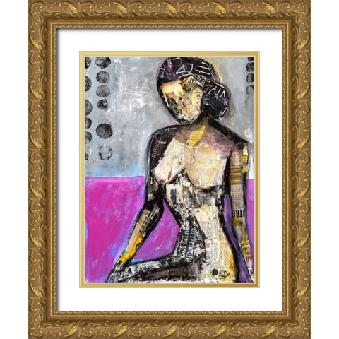 Girl in the Media Gold Ornate Wood Framed Art Print with Double Matting by Ashley, Erin