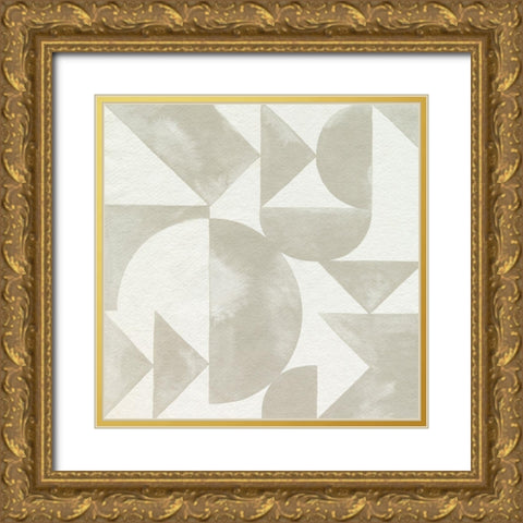 Stacked Monotone I Gold Ornate Wood Framed Art Print with Double Matting by Popp, Grace