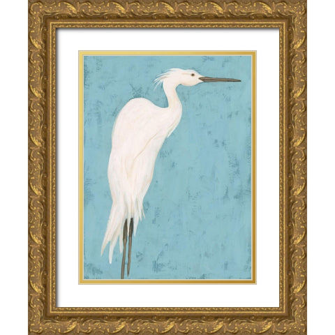 Heron Fresco I Gold Ornate Wood Framed Art Print with Double Matting by Vess, June Erica