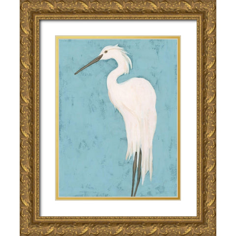 Heron Fresco II Gold Ornate Wood Framed Art Print with Double Matting by Vess, June Erica