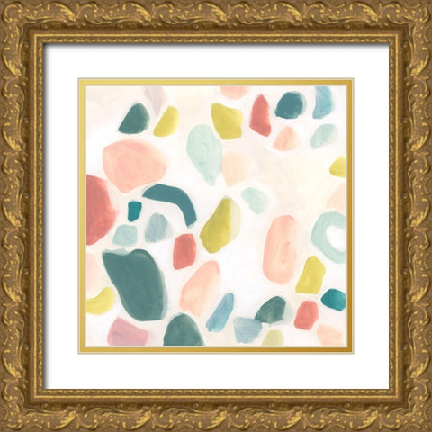 Pebble Confetti I Gold Ornate Wood Framed Art Print with Double Matting by Vess, June Erica