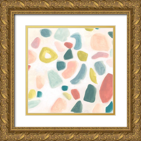 Pebble Confetti II Gold Ornate Wood Framed Art Print with Double Matting by Vess, June Erica