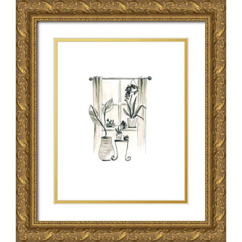 The Plant Ladys Window I Gold Ornate Wood Framed Art Print with Double Matting by Vess, June Erica