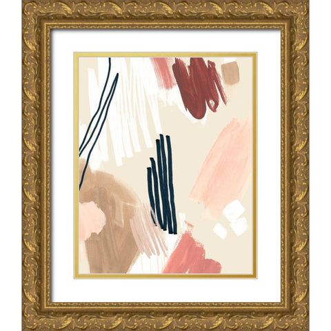 Brushstroke Confetti II Gold Ornate Wood Framed Art Print with Double Matting by Vess, June Erica
