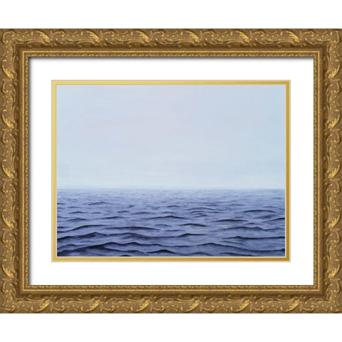Grayscale Seascape I Gold Ornate Wood Framed Art Print with Double Matting by Willett, Michael