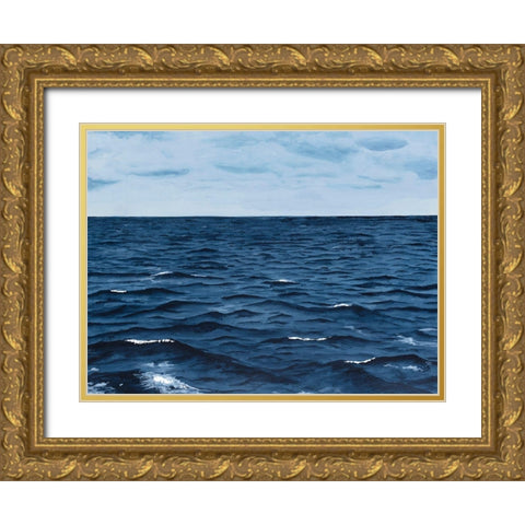 Grayscale Seascape III Gold Ornate Wood Framed Art Print with Double Matting by Willett, Michael