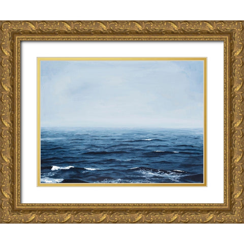 Grayscale Seascape IV Gold Ornate Wood Framed Art Print with Double Matting by Willett, Michael
