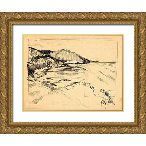 Sketched Cove II Gold Ornate Wood Framed Art Print with Double Matting by Parker, Jennifer Paxton