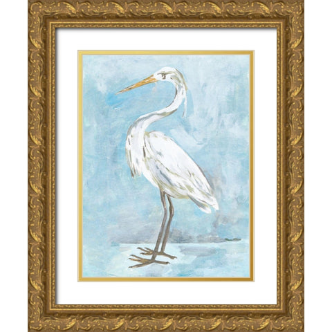 Snowy Egret I Gold Ornate Wood Framed Art Print with Double Matting by Wang, Melissa