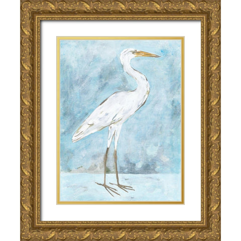 Snowy Egret II Gold Ornate Wood Framed Art Print with Double Matting by Wang, Melissa