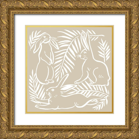 Sweet Bunny I Gold Ornate Wood Framed Art Print with Double Matting by Wang, Melissa