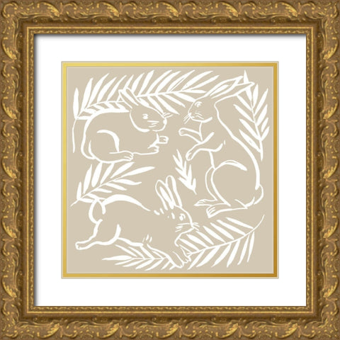 Sweet Bunny II Gold Ornate Wood Framed Art Print with Double Matting by Wang, Melissa