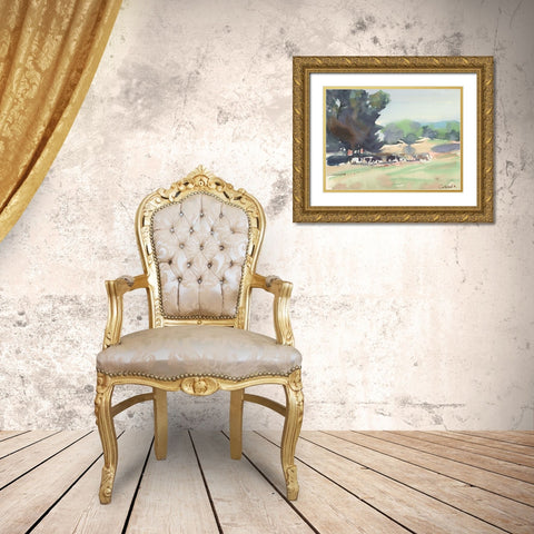 Cows Grazing-Somerset Gold Ornate Wood Framed Art Print with Double Matting by Calcasola, Stephen
