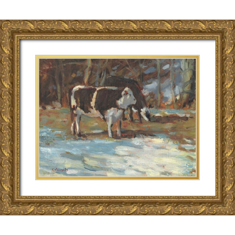 Cows Grazing-Somerset III Gold Ornate Wood Framed Art Print with Double Matting by Calcasola, Stephen