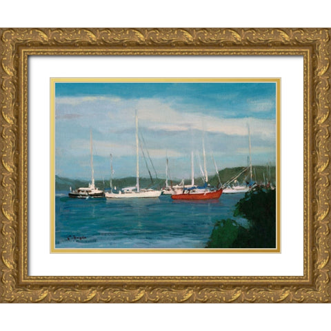 Connecticut Coast Gold Ornate Wood Framed Art Print with Double Matting by Calcasola, Stephen