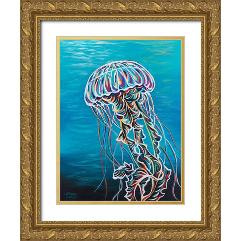 Colorful Jellyfish II Gold Ornate Wood Framed Art Print with Double Matting by Vitaletti, Carolee