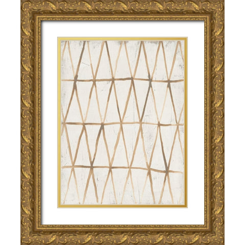 Neutral Lattice III Gold Ornate Wood Framed Art Print with Double Matting by Vess, June Erica