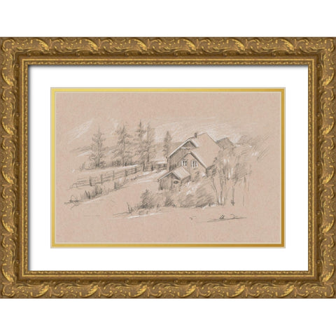 Farmhouse Composition Study II Gold Ornate Wood Framed Art Print with Double Matting by Harper, Ethan