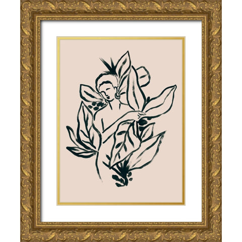 Foliage Figure II Gold Ornate Wood Framed Art Print with Double Matting by Vess, June Erica