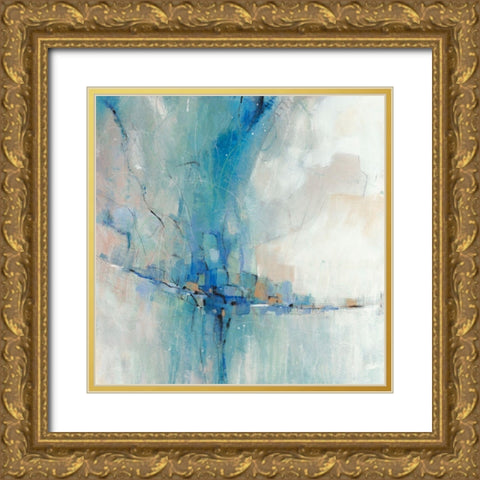 Blue Stone Abstract I Gold Ornate Wood Framed Art Print with Double Matting by OToole, Tim