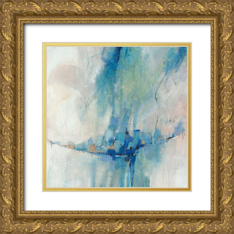 Blue Stone Abstract II Gold Ornate Wood Framed Art Print with Double Matting by OToole, Tim