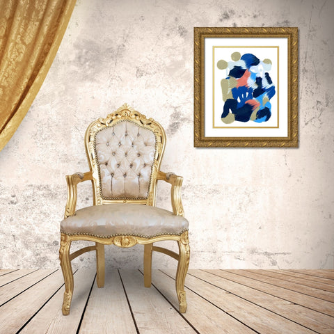 Wavy Palette I Gold Ornate Wood Framed Art Print with Double Matting by Caroline, Emma