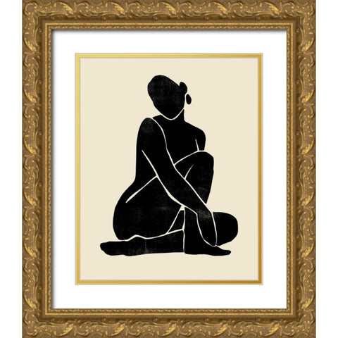 Onyx Figure I Gold Ornate Wood Framed Art Print with Double Matting by Barnes, Victoria