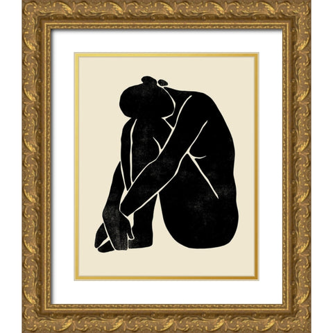 Onyx Figure II Gold Ornate Wood Framed Art Print with Double Matting by Barnes, Victoria