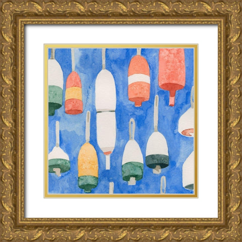 Salty Ocean Buoys II Gold Ornate Wood Framed Art Print with Double Matting by Caroline, Emma