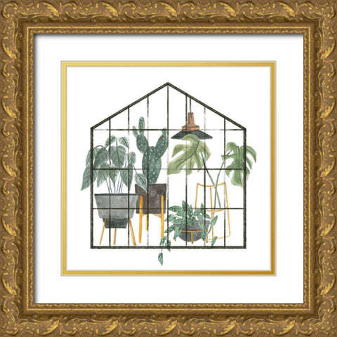 My Greenhouse I Gold Ornate Wood Framed Art Print with Double Matting by Wang, Melissa