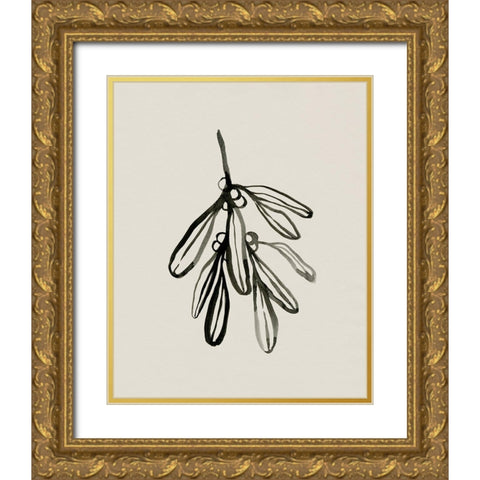 Mistletoe Sketch I Gold Ornate Wood Framed Art Print with Double Matting by Caroline, Emma