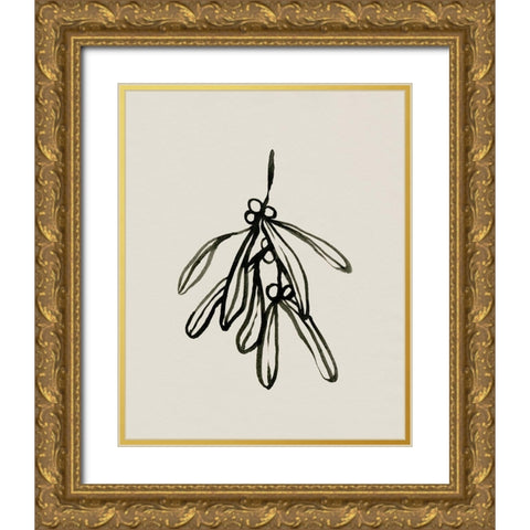 Mistletoe Sketch II Gold Ornate Wood Framed Art Print with Double Matting by Caroline, Emma