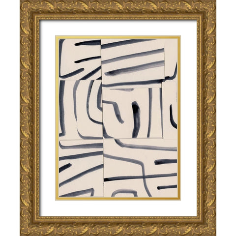 Spliced Lines II Gold Ornate Wood Framed Art Print with Double Matting by Barnes, Victoria
