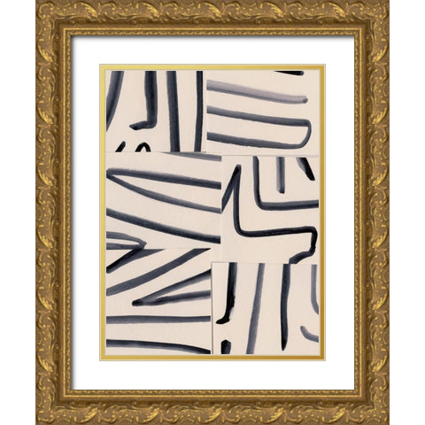 Spliced Lines III Gold Ornate Wood Framed Art Print with Double Matting by Barnes, Victoria