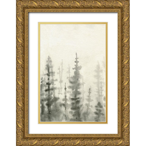 Ink Pine Woods I Gold Ornate Wood Framed Art Print with Double Matting by Caroline, Emma