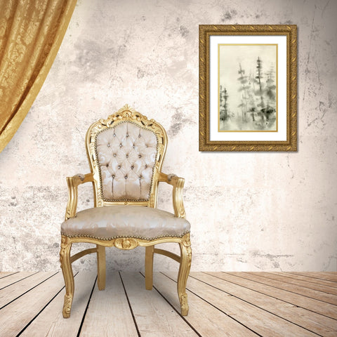 Foggy Pine Forest I Gold Ornate Wood Framed Art Print with Double Matting by Caroline, Emma