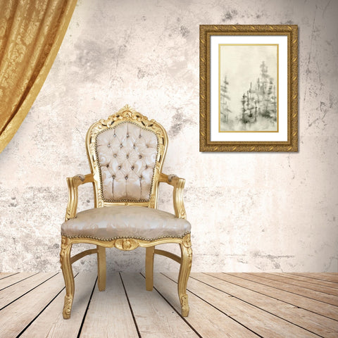 Foggy Pine Forest II Gold Ornate Wood Framed Art Print with Double Matting by Caroline, Emma